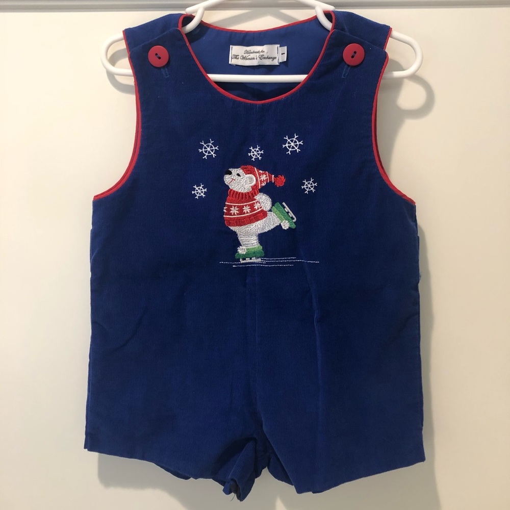 Handmade blue corduroy boys Holiday Outfit